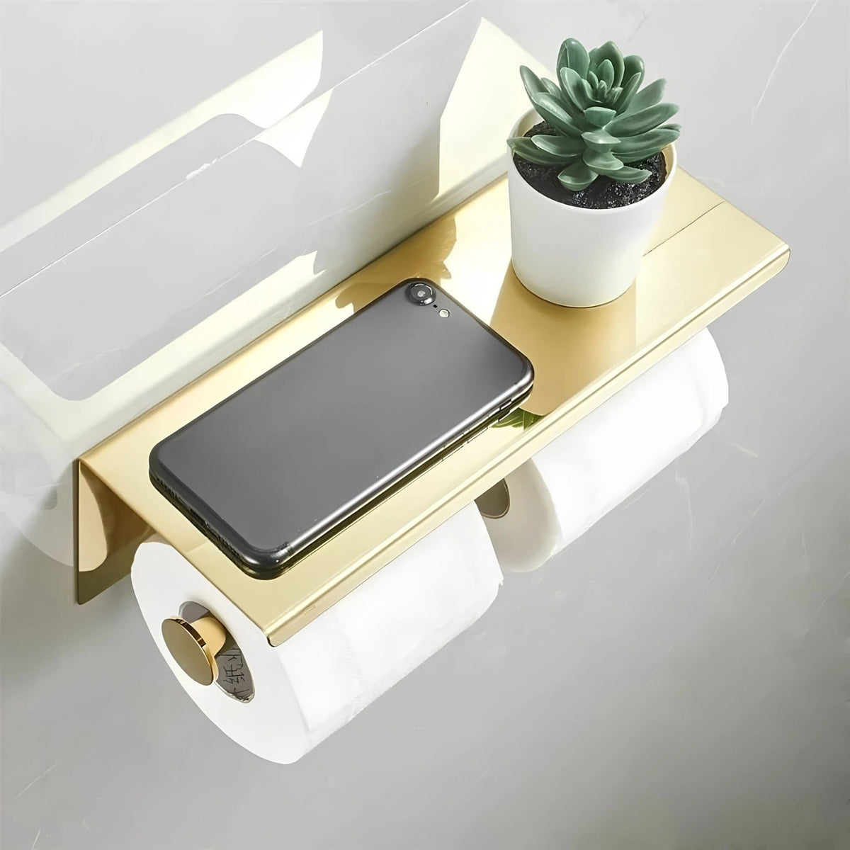 Porta Papel Higiênico de Parede Inox Dourado Duplo Livorno
