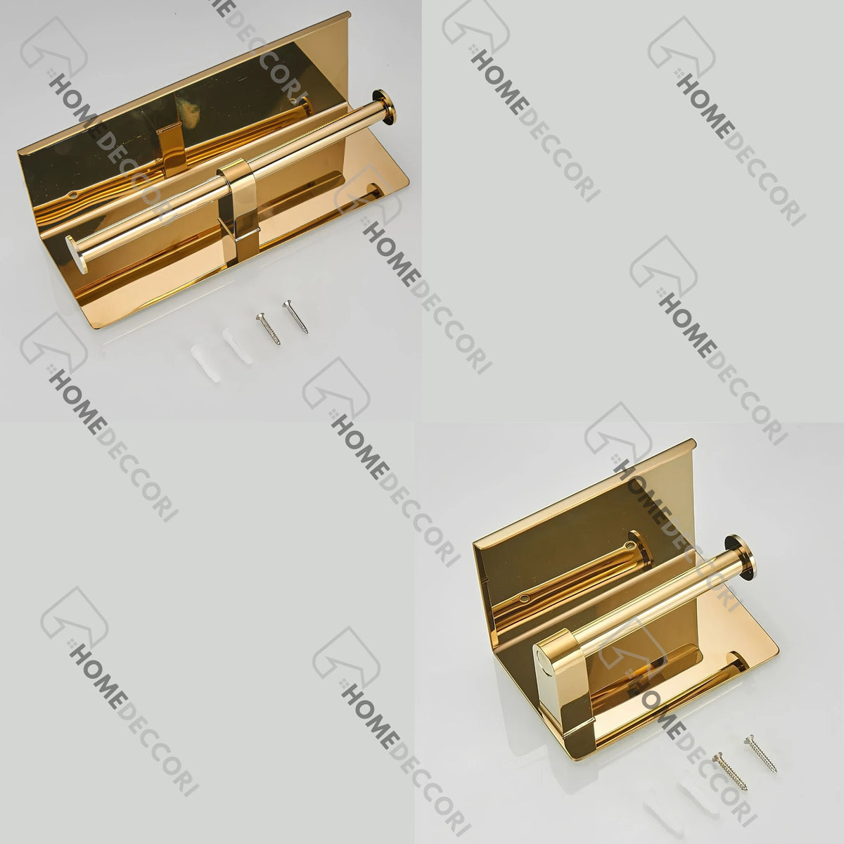 Porta Papel Higiênico de Parede Inox Dourado Duplo Livorno