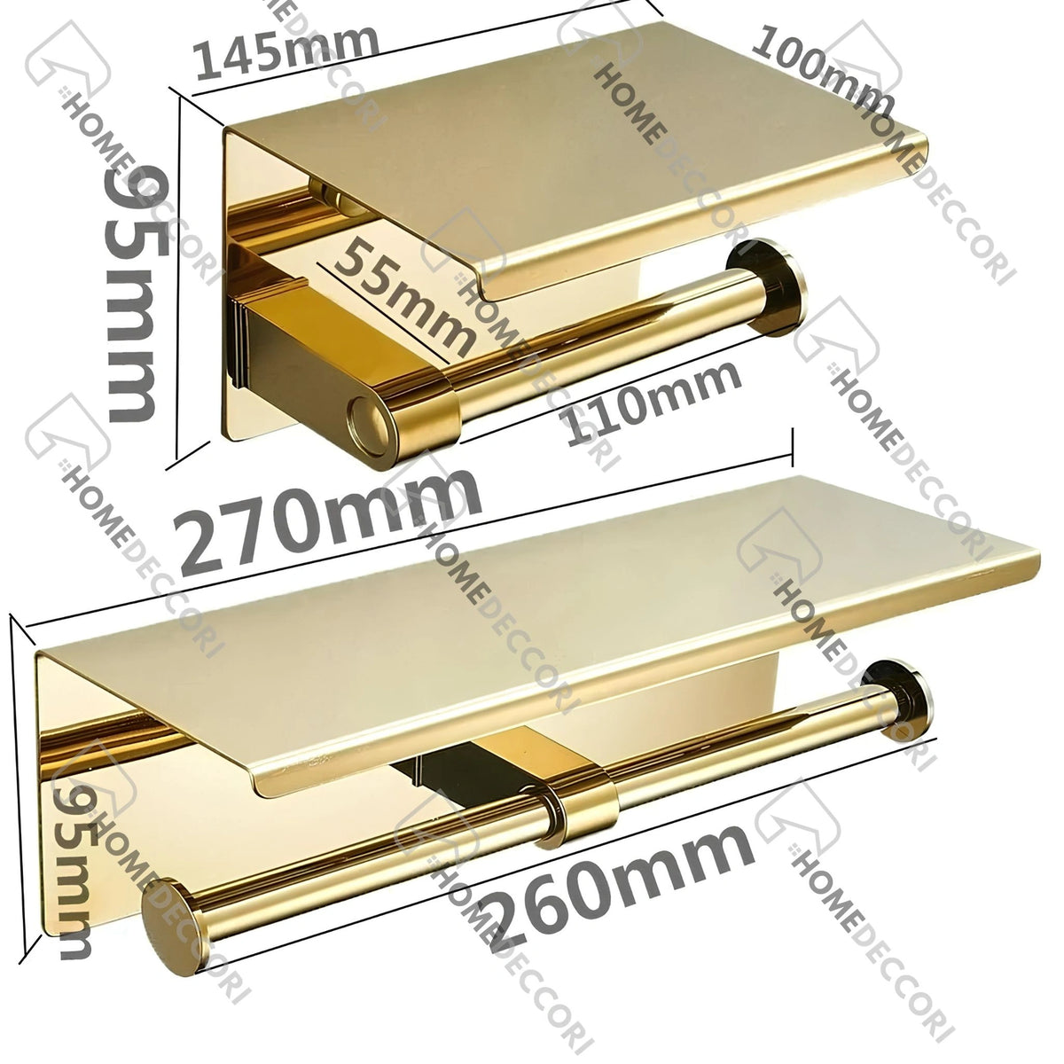 Porta Papel Higiênico de Parede Inox Dourado Duplo Livorno