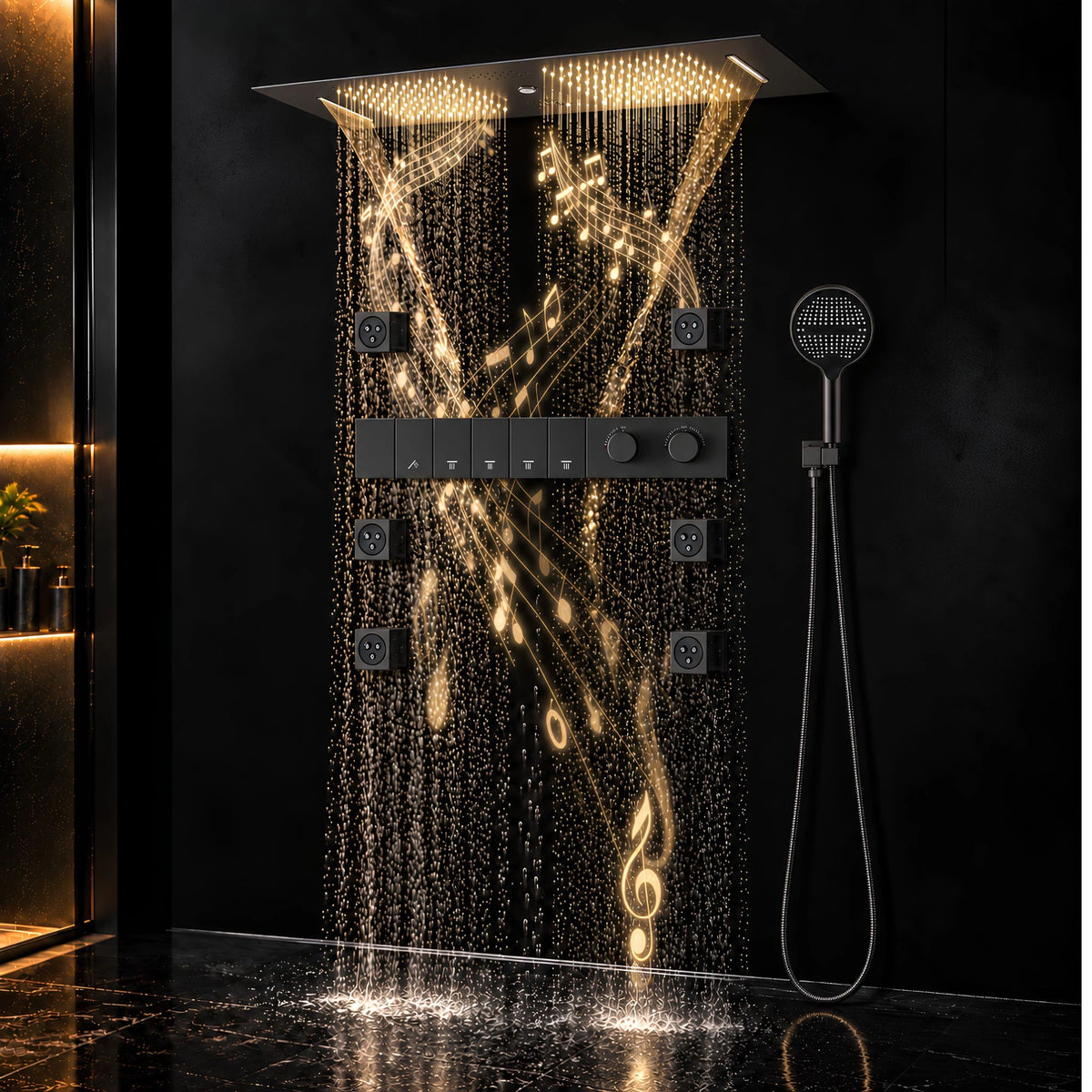Ducha De Teto Embutir Inox 90x30 LED Bluetooth Spa Corinto