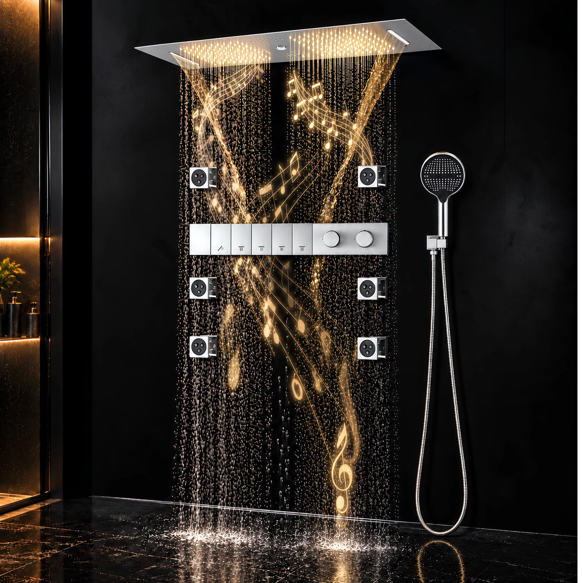 Ducha De Teto Embutir Inox 90x30 LED Bluetooth Spa Corinto - Homedeccori