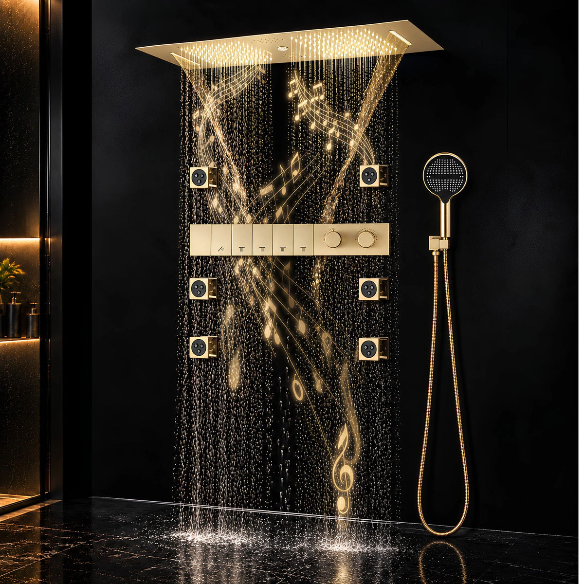 Ducha De Teto Embutir Inox 90x30 LED Bluetooth Spa Corinto