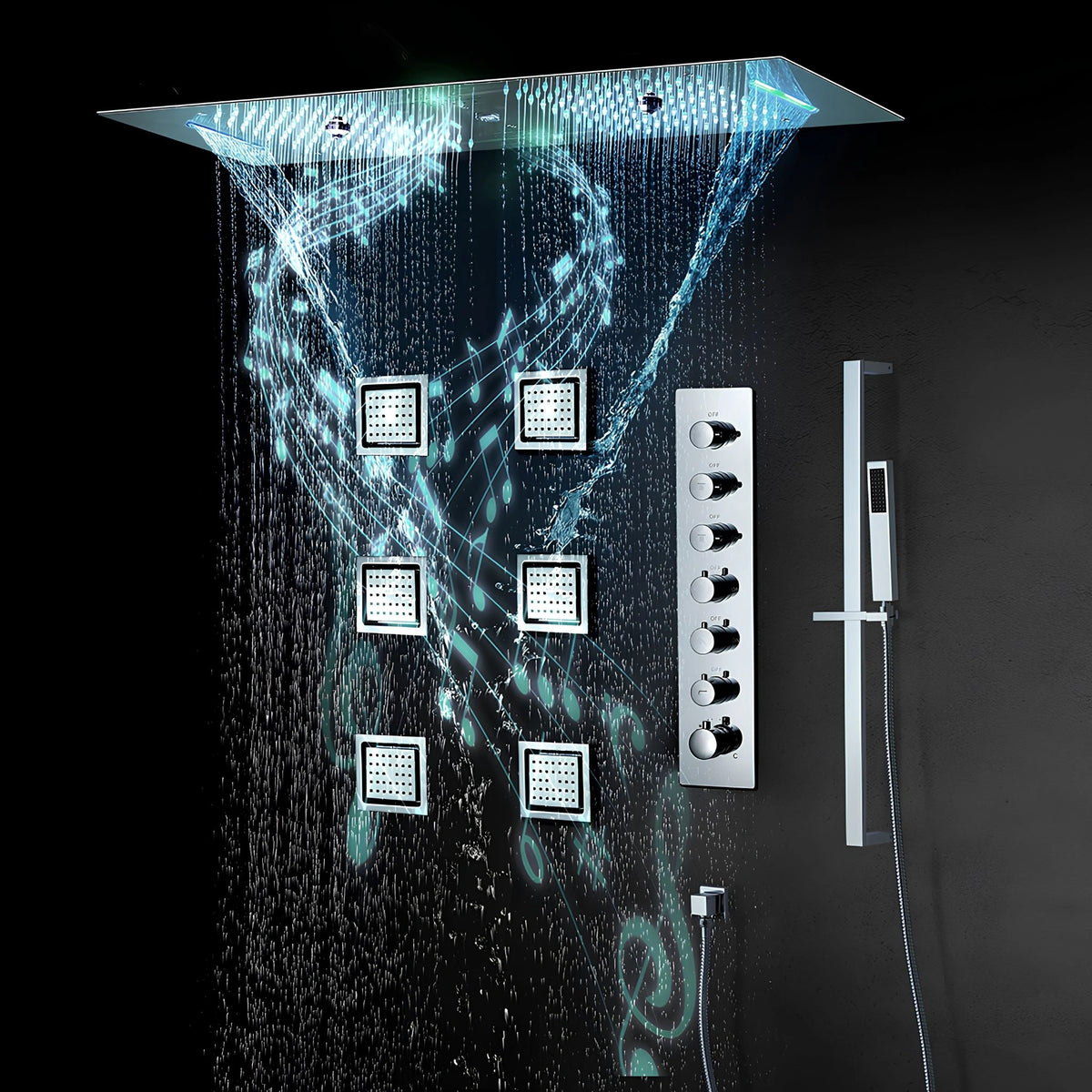 Ducha De Teto Embutir Inox 90x30 LED Bluetooth Spa Modena