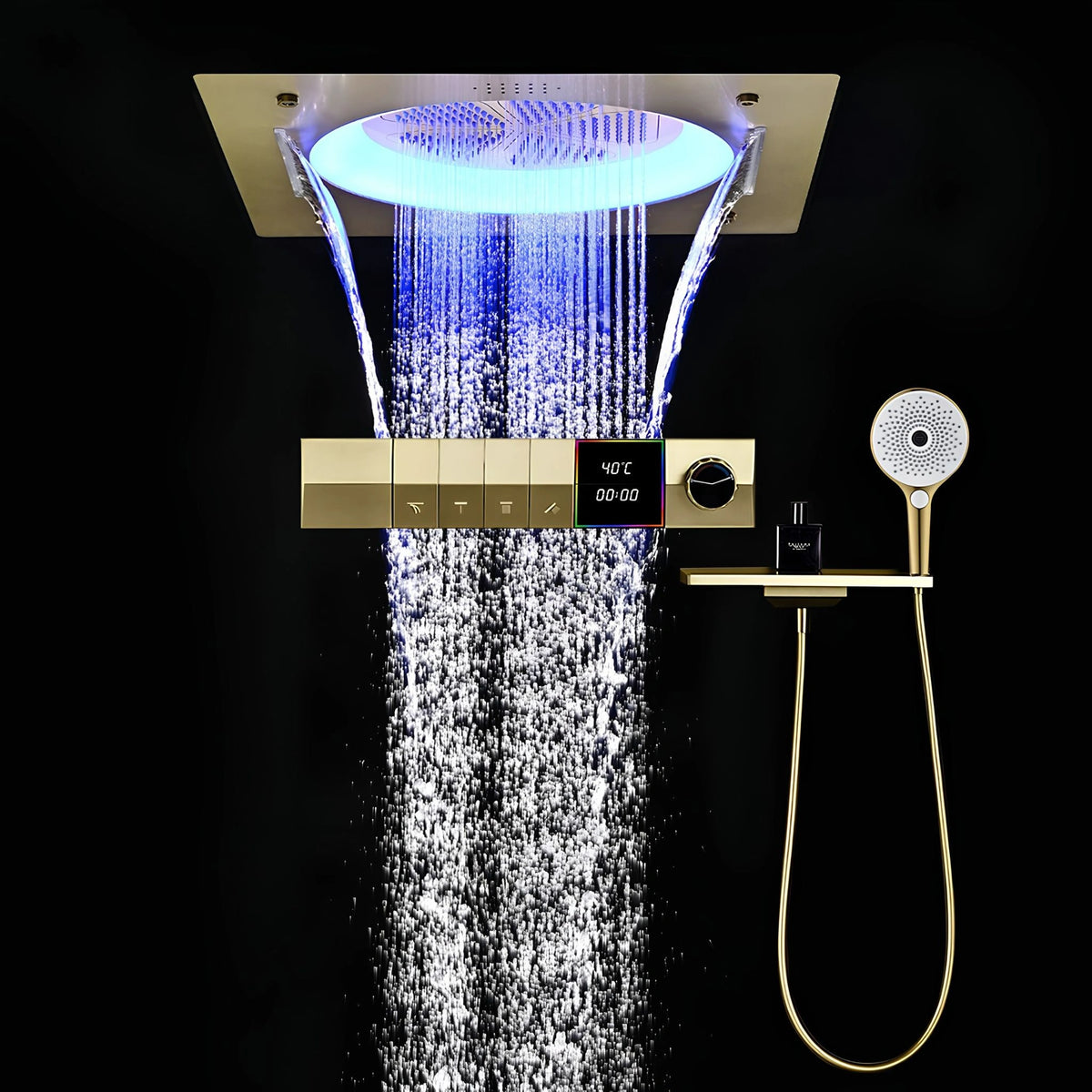 Ducha De Teto Embutir Inox 55x55 LED Bluetooth Spa Siena