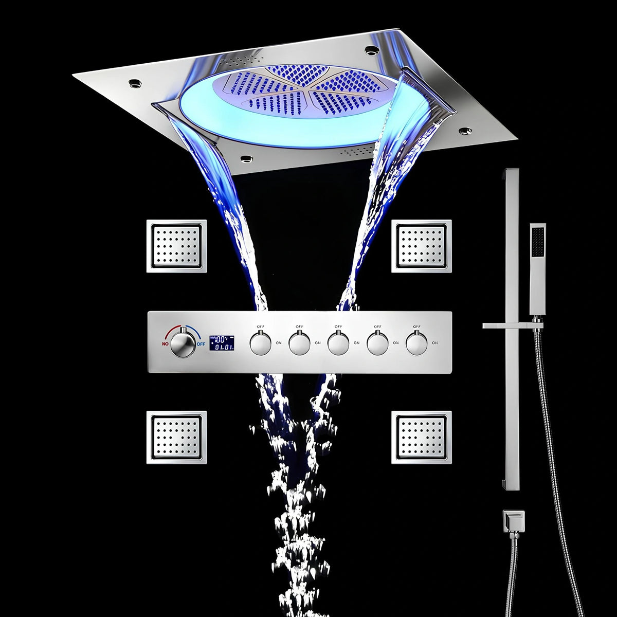 Ducha De Teto Embutir Inox 55x55 LED Bluetooth Spa Parma