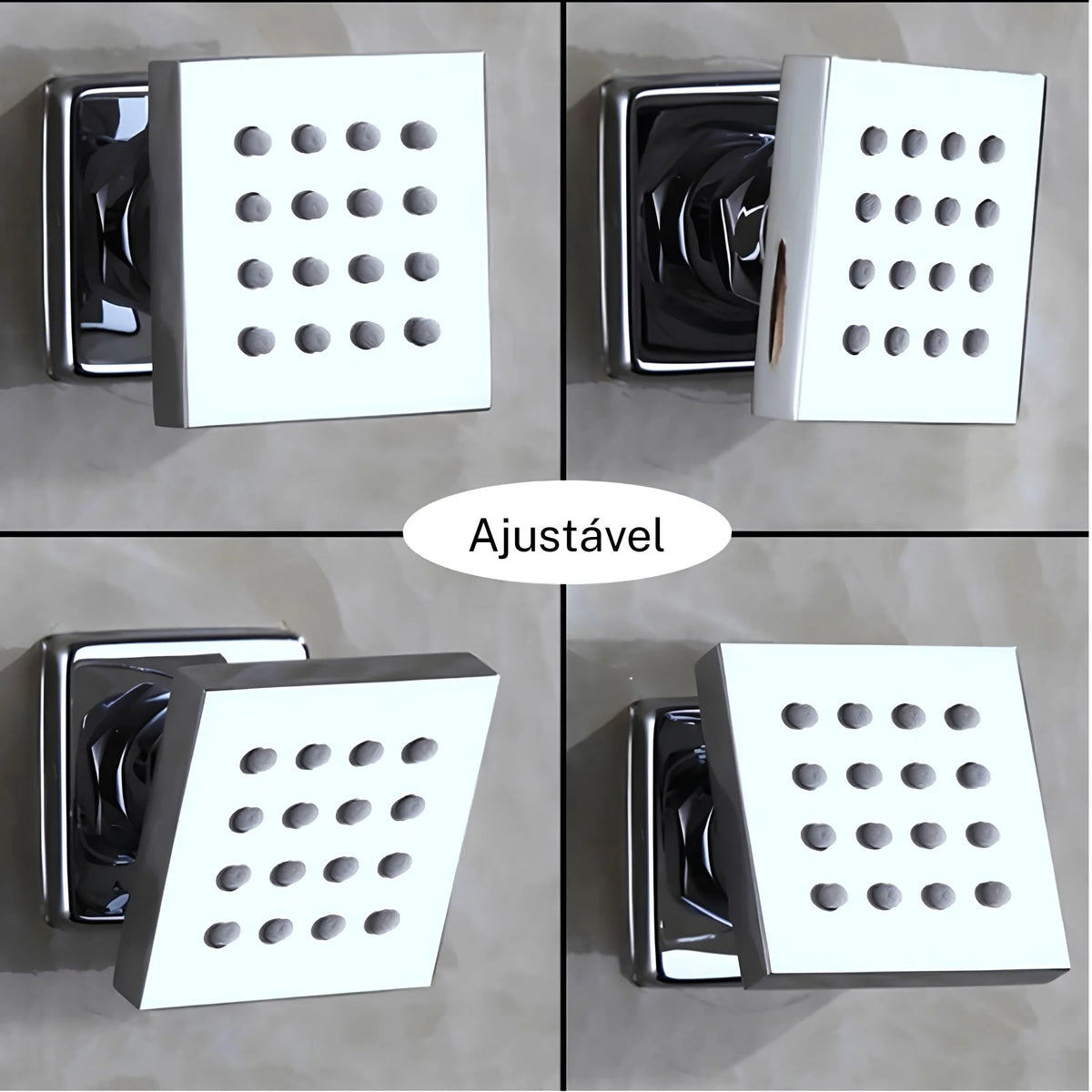 Ducha de Parede Spa Inox 28x18 LED Termostática Conjunto Completo Ascoli