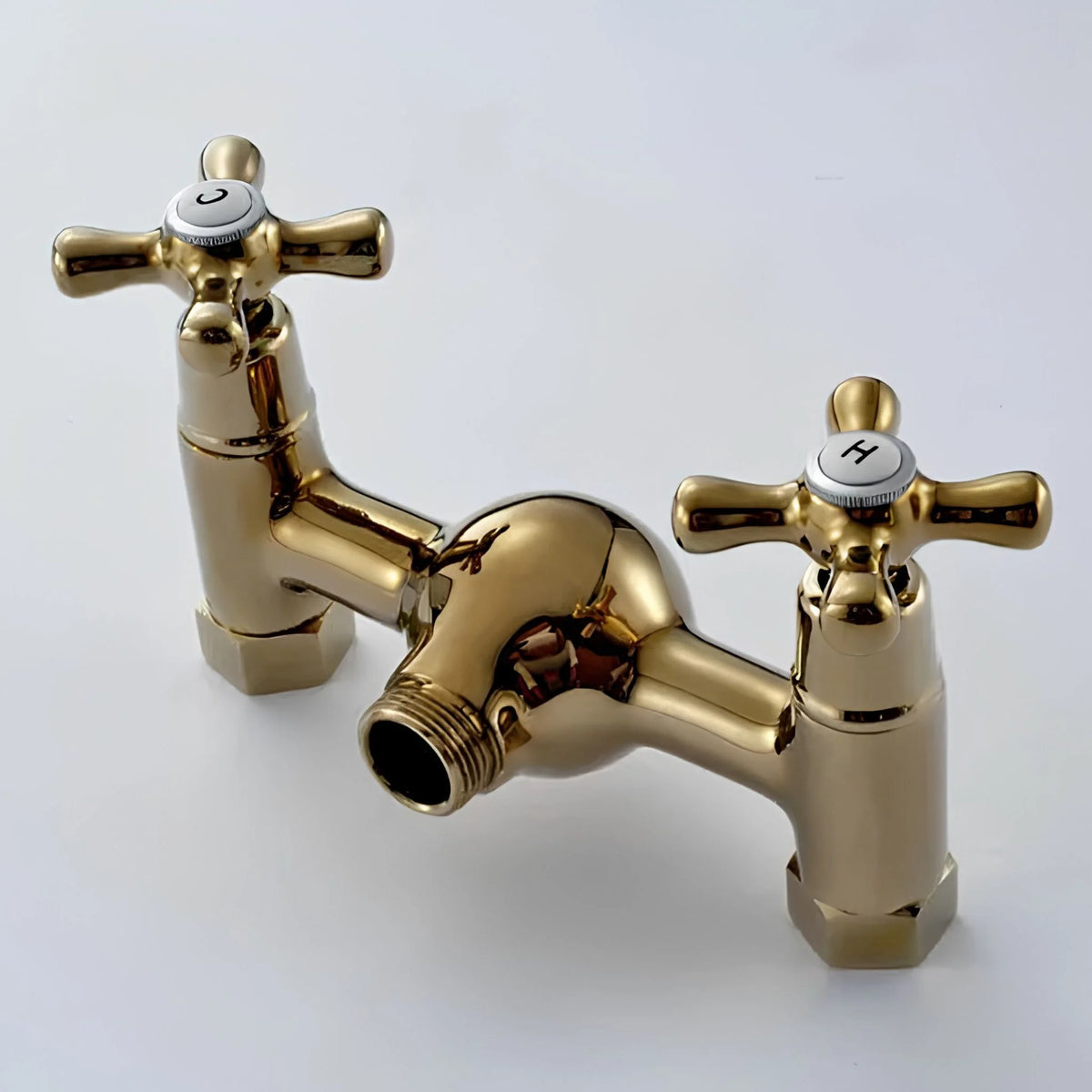 Coluna de Banho Spa Vintage Dourada Duplo Comando Lucerna