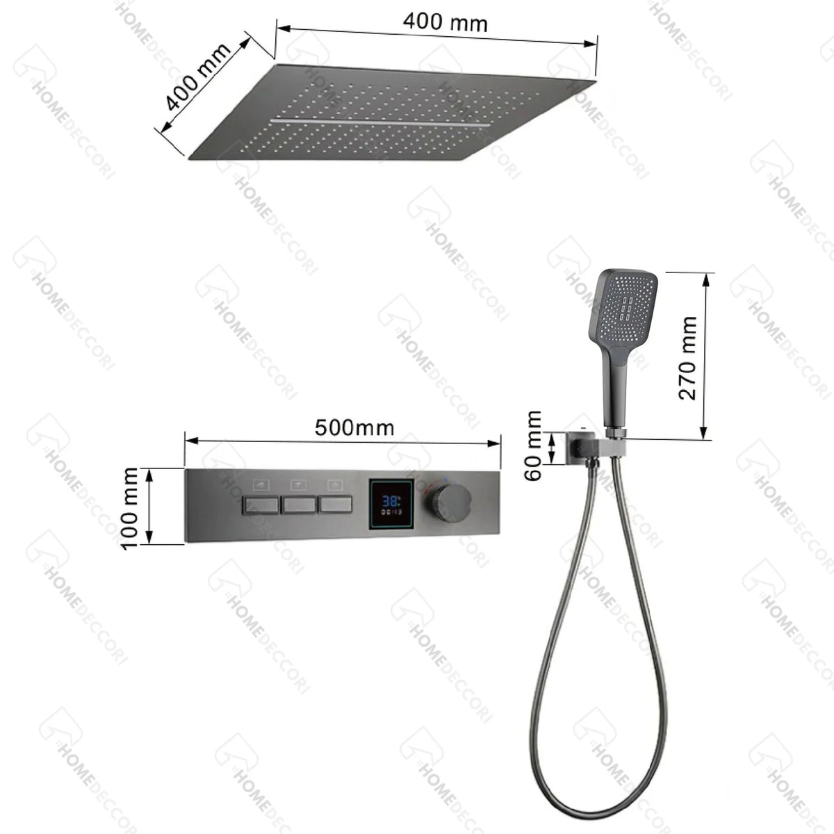 Ducha de Teto Embutir Inox Cacata 40x40 Tela Celeste