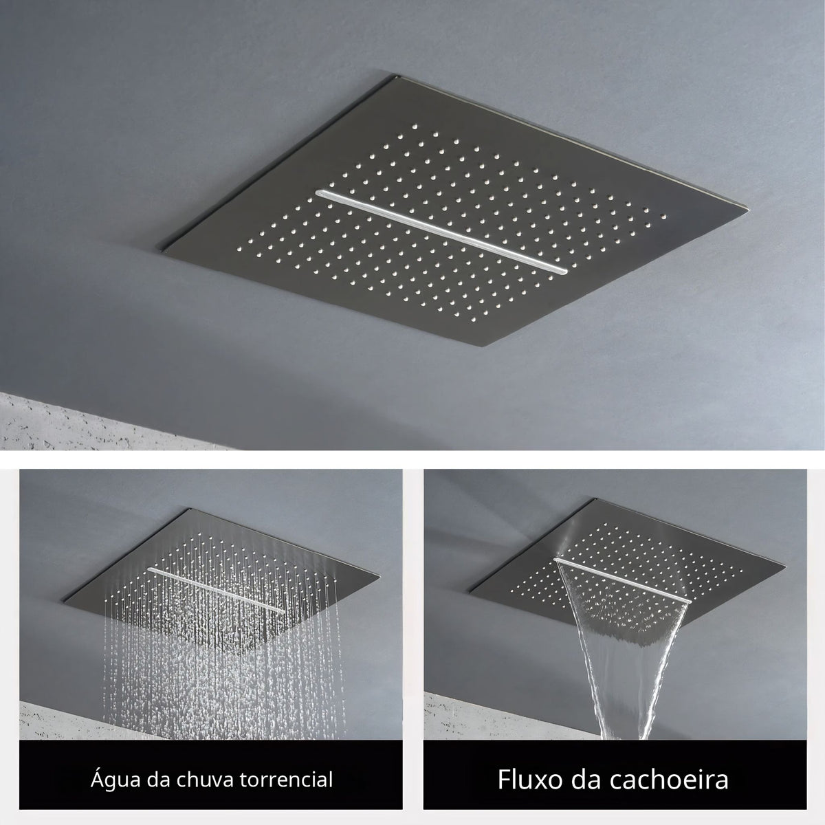 Ducha de Teto Embutir Inox Cacata 40x40 Tela Celeste