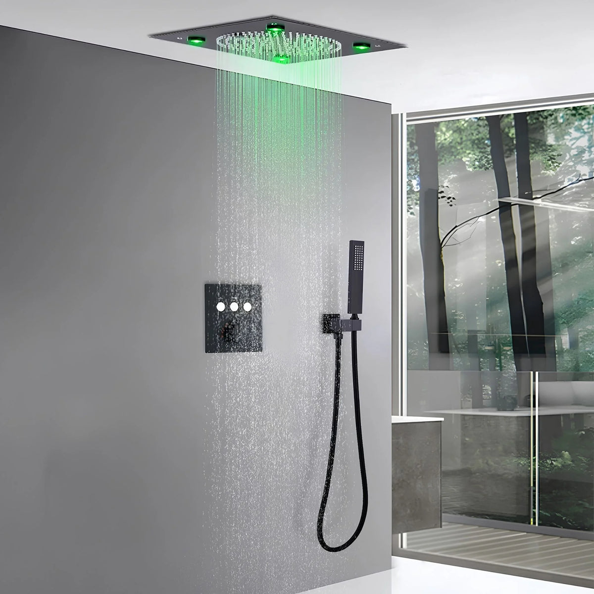 Ducha de Teto Embutir Inox 32x32 LED Termostática Nimbus