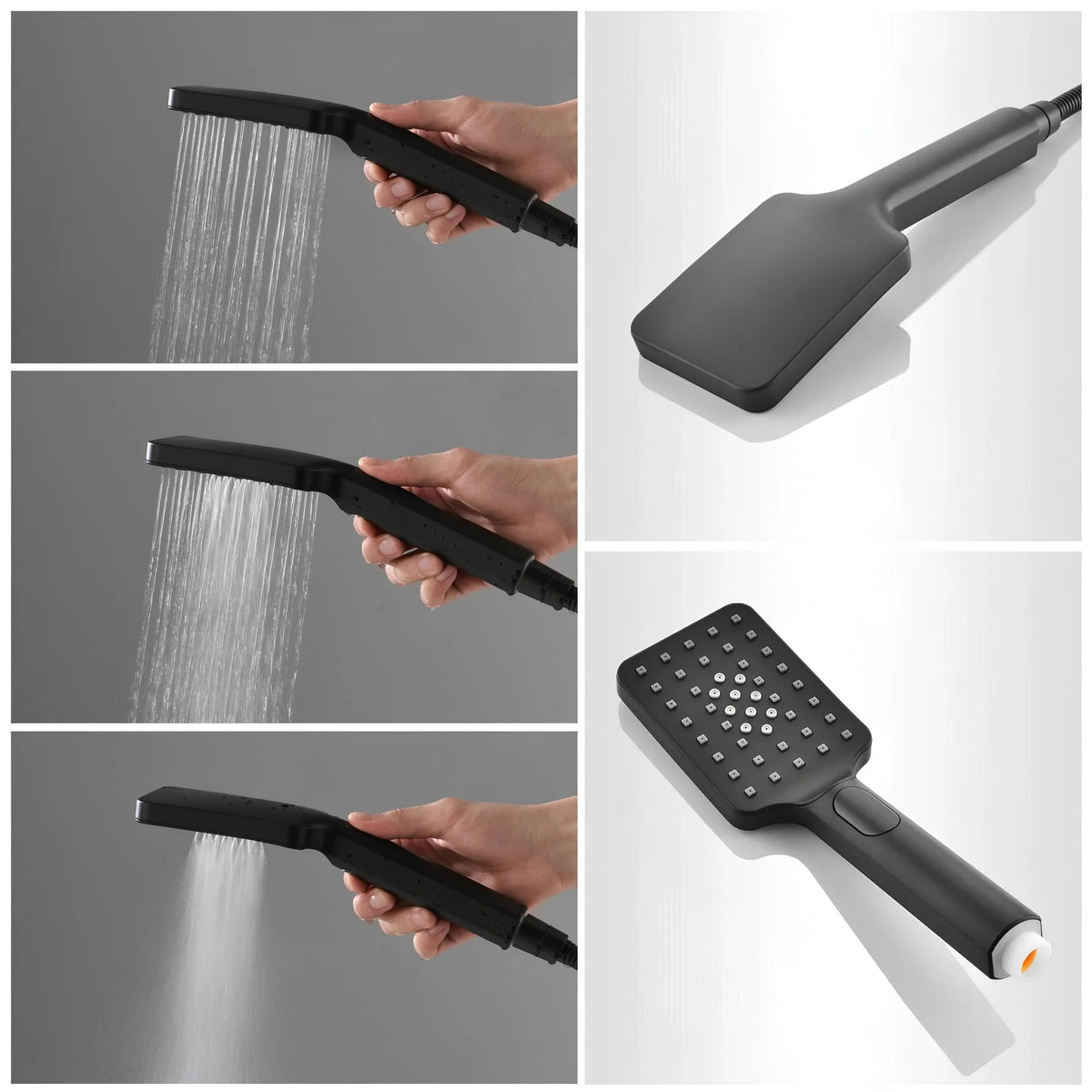Ducha de Teto Embutir Inox 50x50 LED Termostática Nero