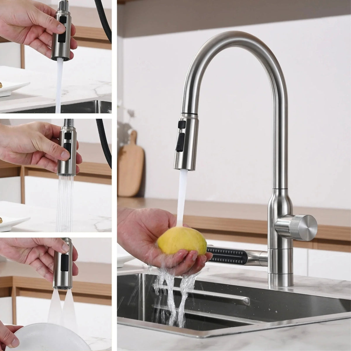 Torneira Gourmet Cozinha Inox Monocomando Retrátil Aitana
