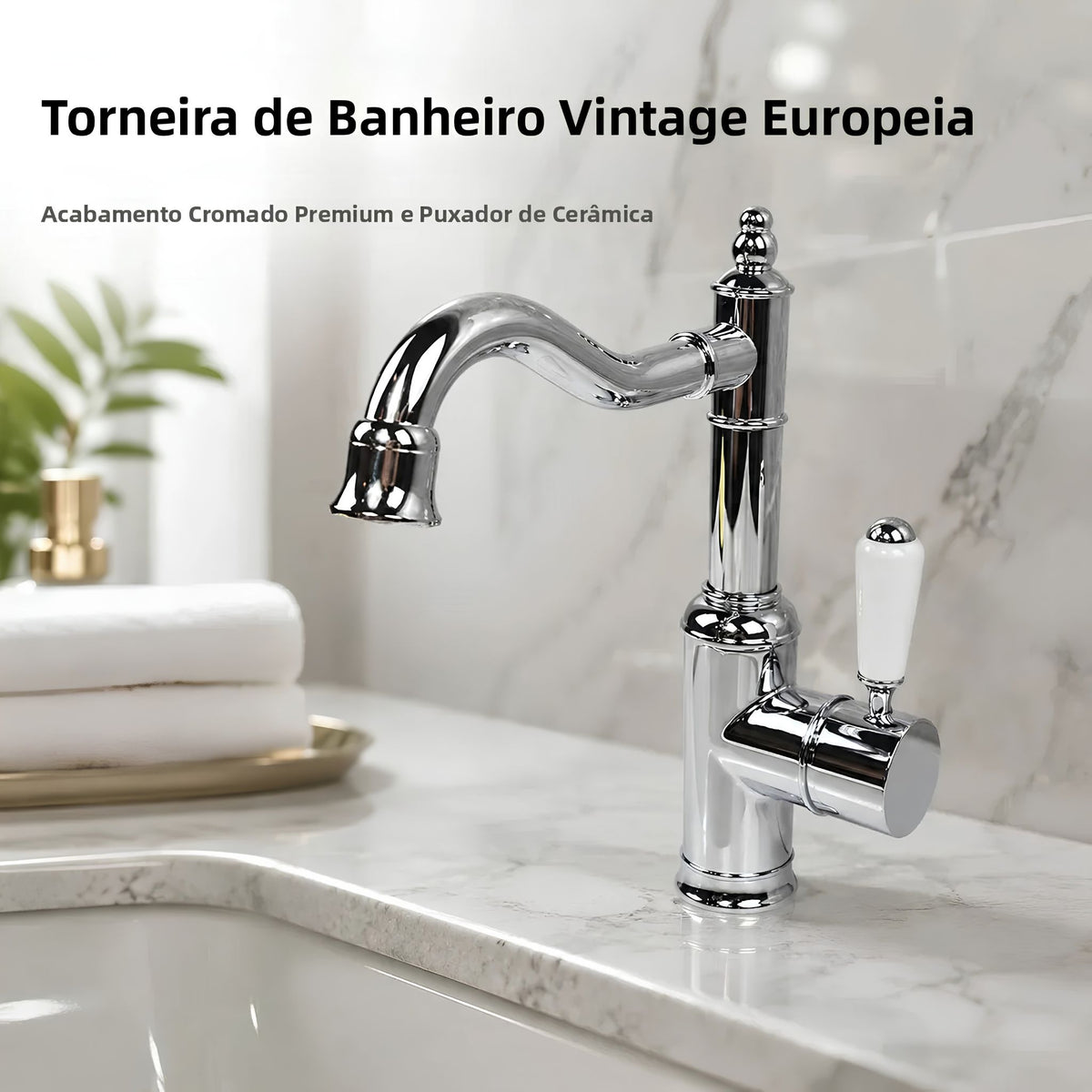 Torneira Vintage Retro Monocomando Cromada Cambridge