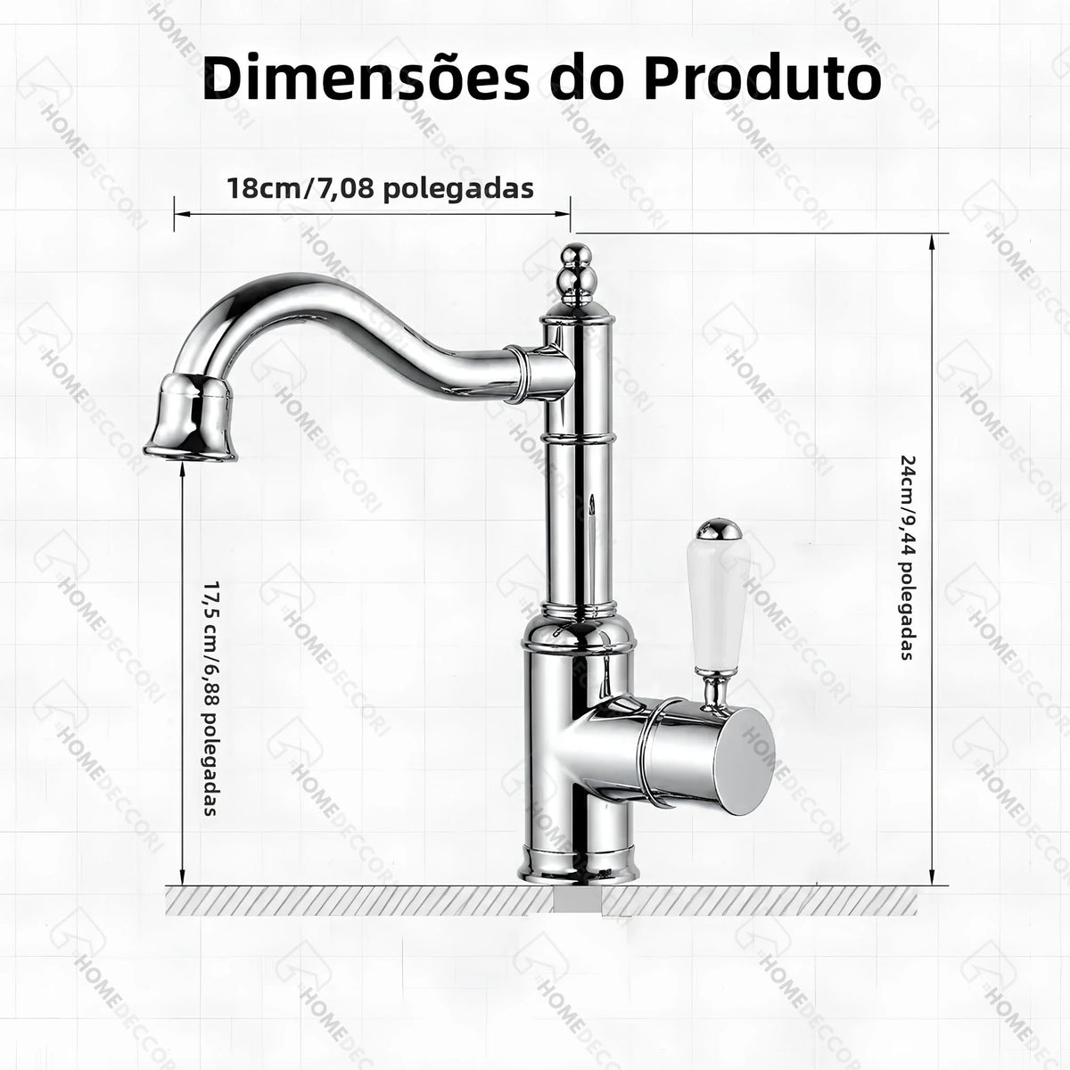 Torneira Vintage Retro Monocomando Cromada Cambridge