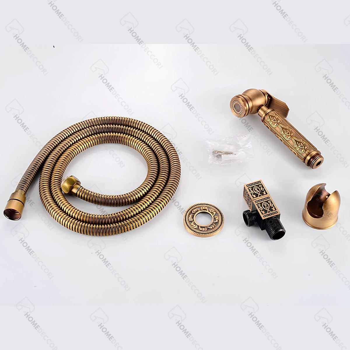 Kit Ducha Higiênica Bronze Antigo Cabo Entalhado Volterra