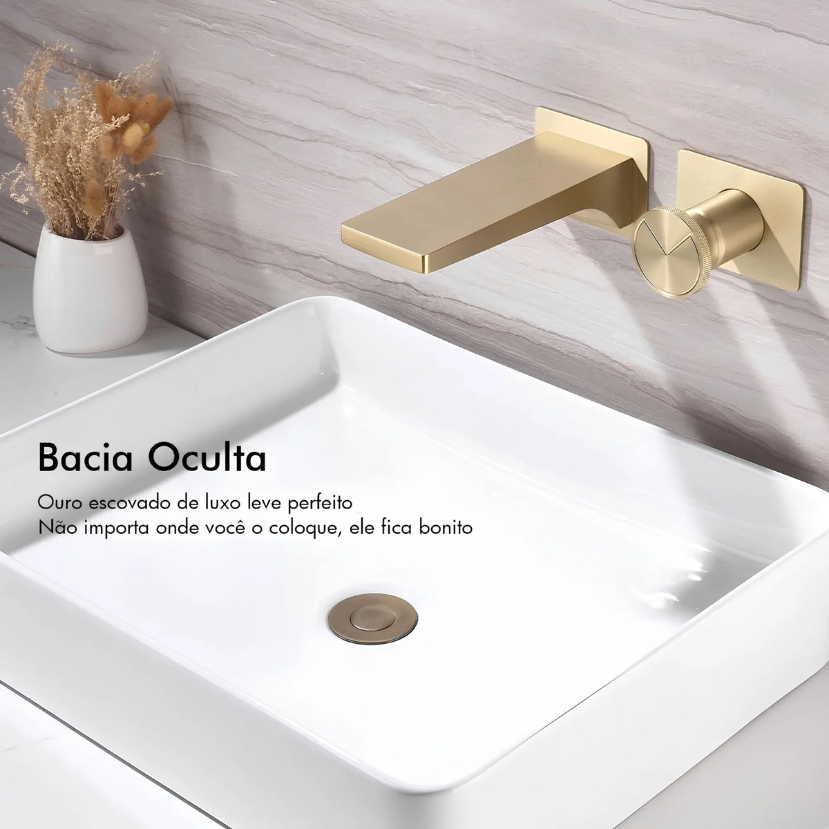 Torneira De Parede Banheiro Monocomando Bico Quadrado Pavia
