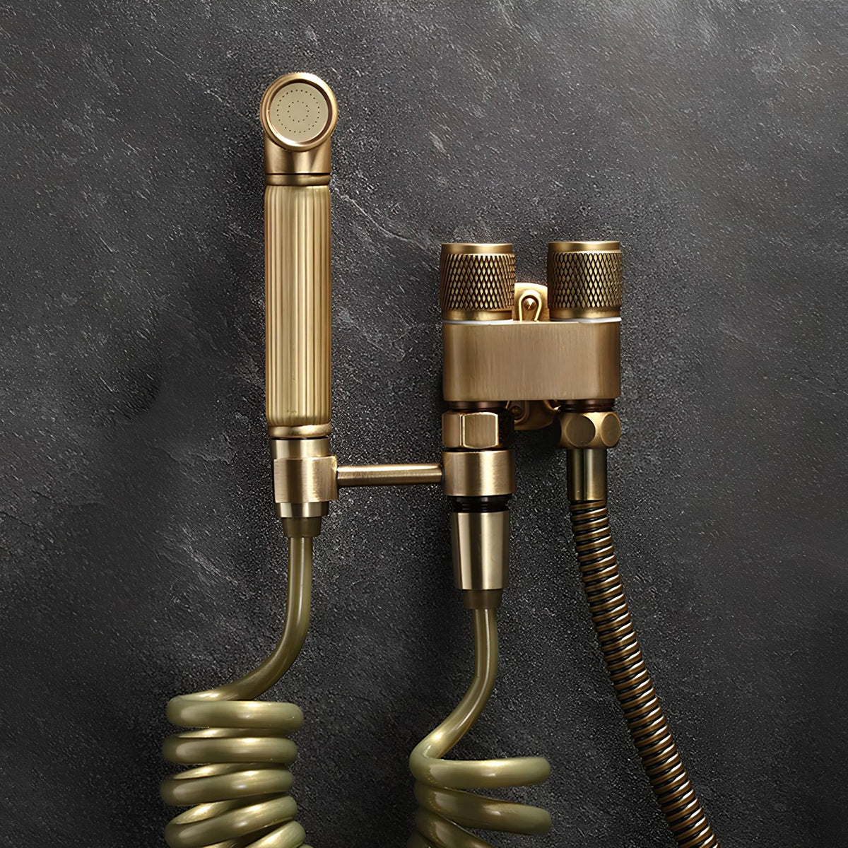 Ducha Higiênica Bronze Antigo Com Válvula De Parede Palermo