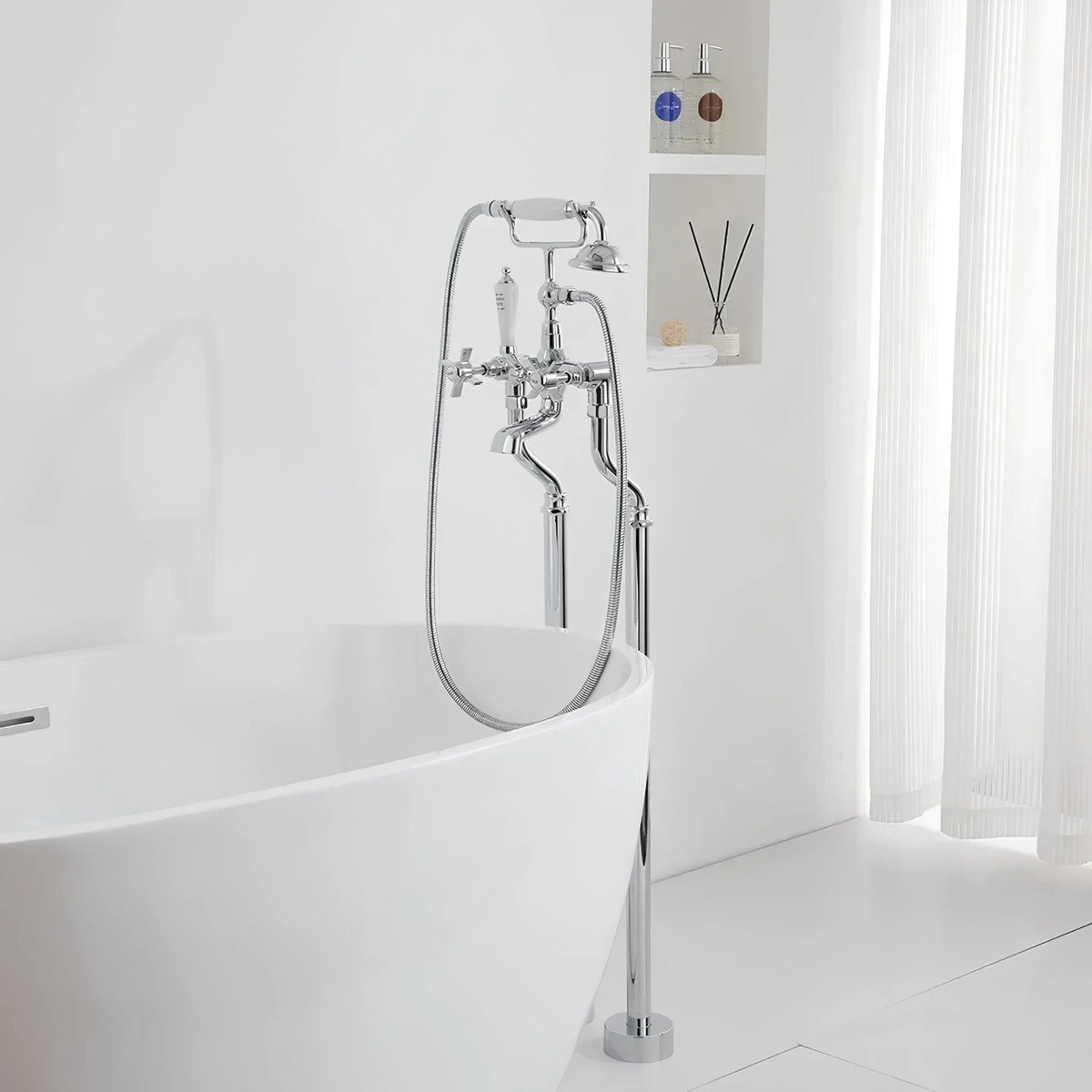 Misturador De Piso Para Banheira Duplocomando Inox Mirabeau
