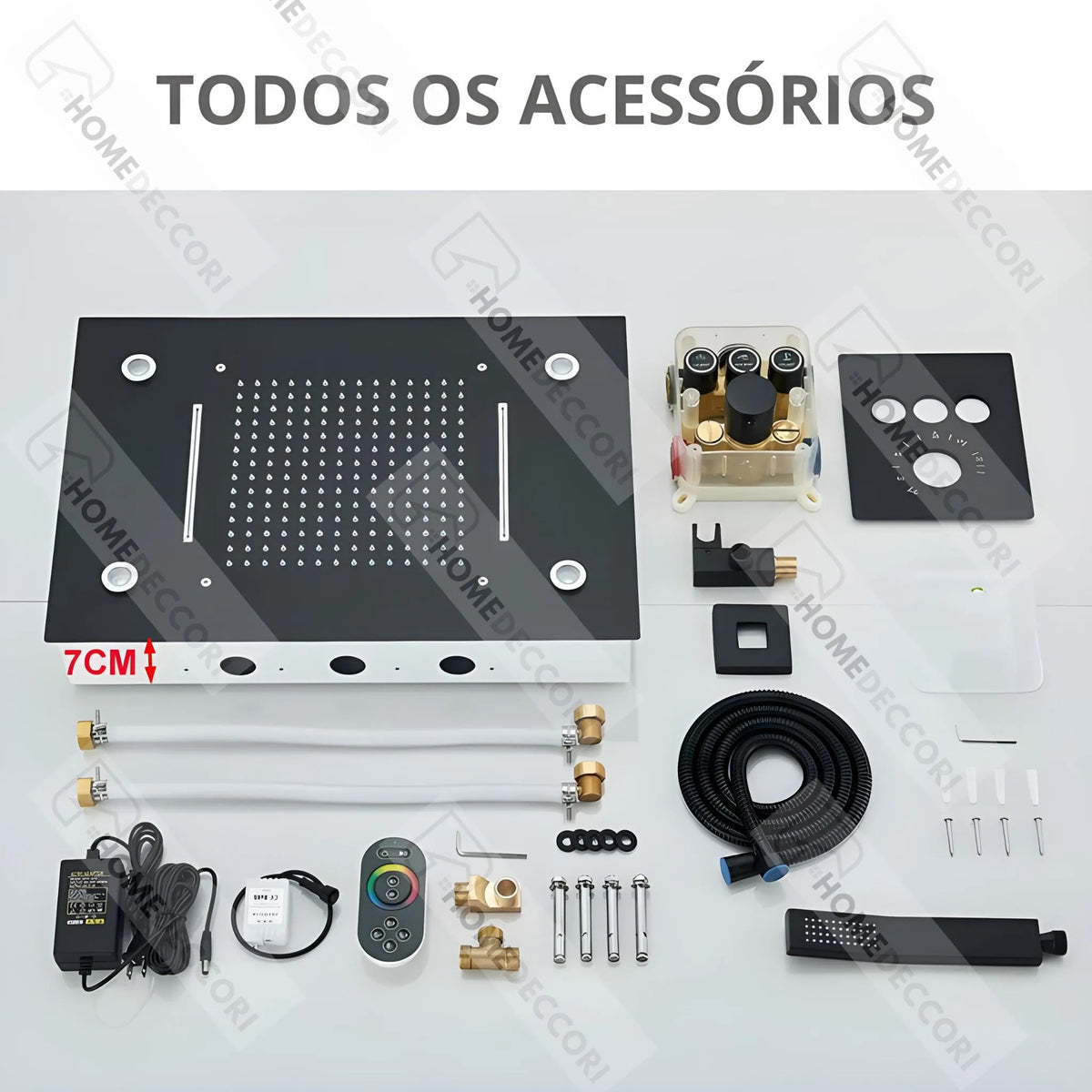 Ducha De Teto Inox Cascata LED Spa Completo AquaLuminos - Homedeccori