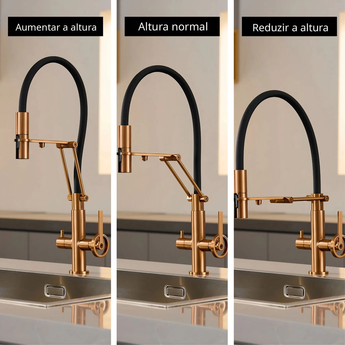Torneira Gourmet Cozinha Inox Industrial Articulada Luxo Volvere