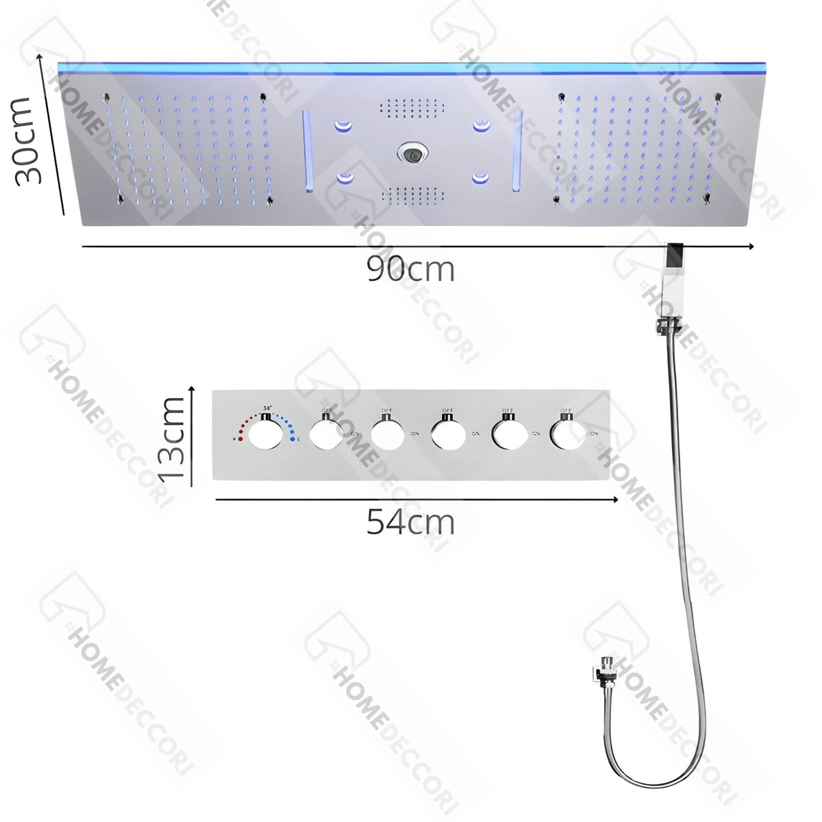 Ducha De Teto Spa Inox Aura Jet 90x30cm LED E Som | Homedeccori