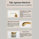 Torneira Banheiro Monocomando Inox Dourada Retrô Aurelia
