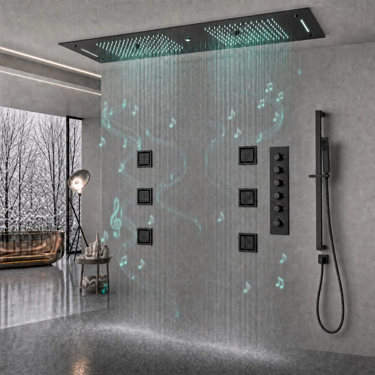 Ducha De Teto Embutir Inox 90x30 LED Bluetooth Spa Modena