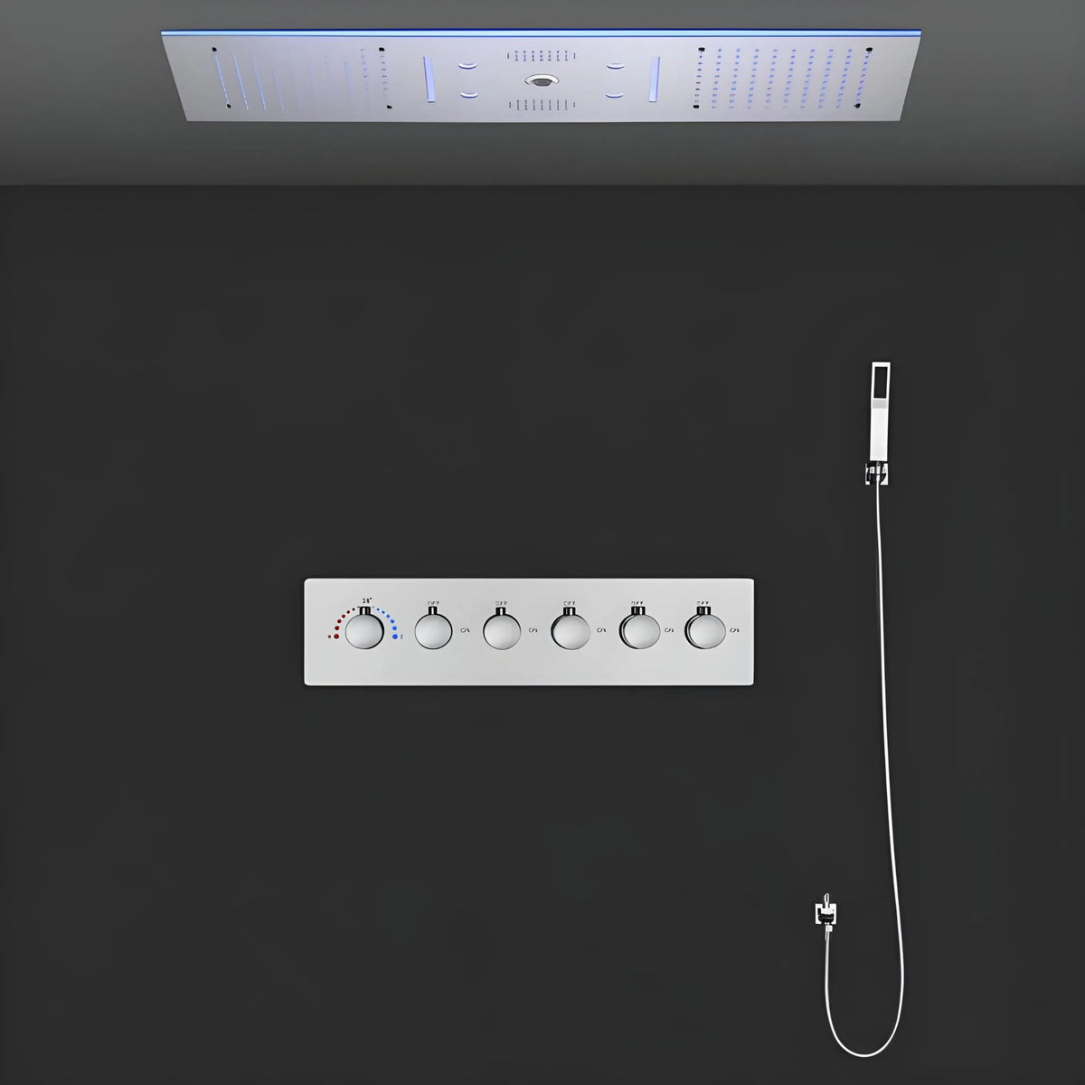 Ducha De Teto Spa Inox Aura Jet 90x30cm LED E Som | Homedeccori
