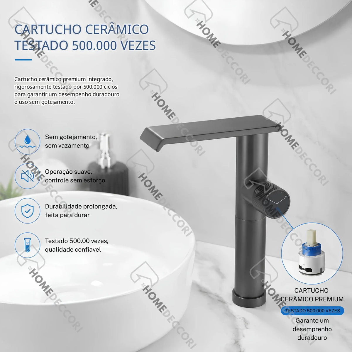 Torneira Para Banheiro Inox Monocomando Cascata Fluvia - Homedeccori