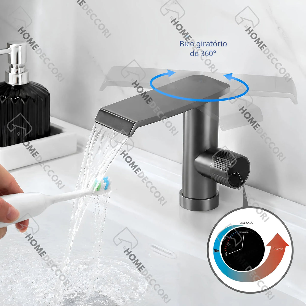 Torneira Para Banheiro Inox Monocomando Cascata Fluvia - Homedeccori