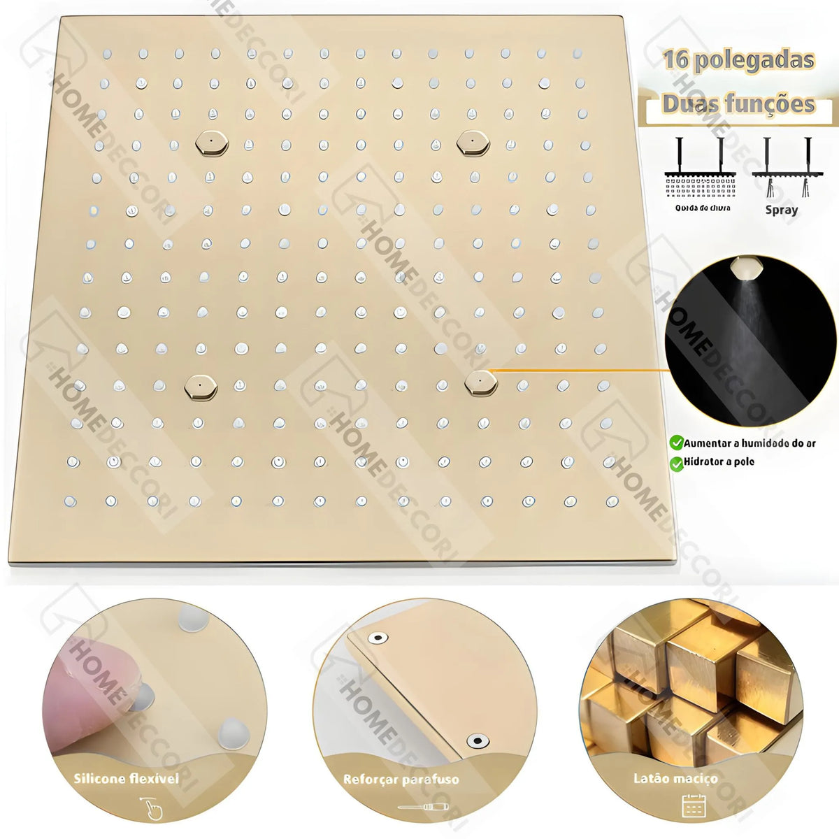 Ducha De Teto Spa Inox 40x40 Conjunto Completo Halo - Homedeccori