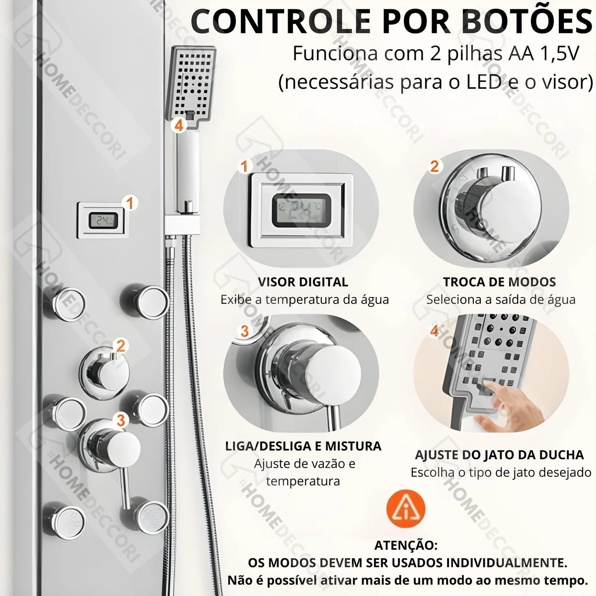 Ducha Vertical Com Hidro Spa Inox Jaguar | Importado dos EUA