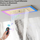 Ducha de Teto Spa Embutir Inox Som Cascata Lumina