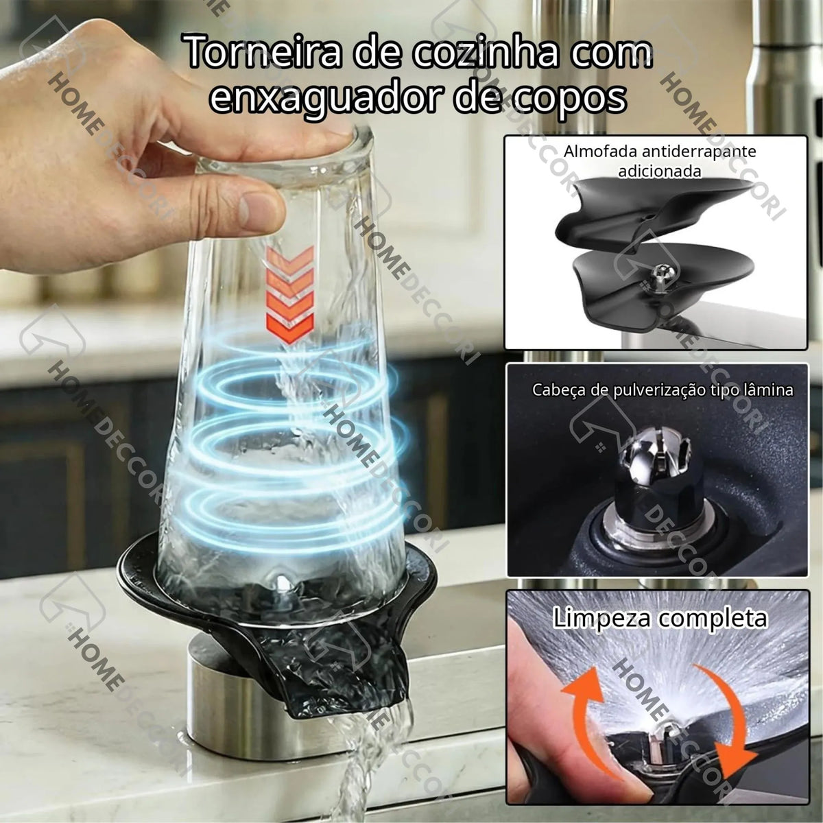 Torneira Gourmet Cozinha Inox Extensível Lavador Copos Rinsio - Homedeccori