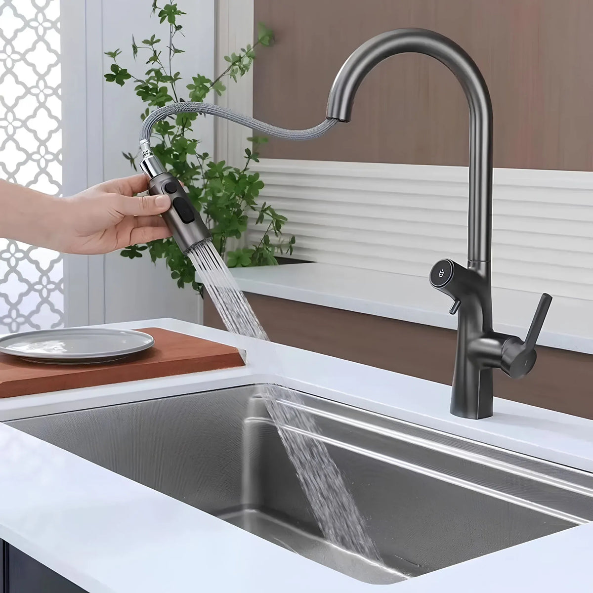 Torneira Gourmet Cozinha Inox Extensível Saída Filtro Fluxa