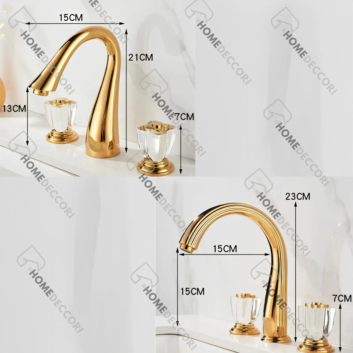 Torneira Para Banheiro Inox Duplo Comando Cristal Cristalle - Homedeccori