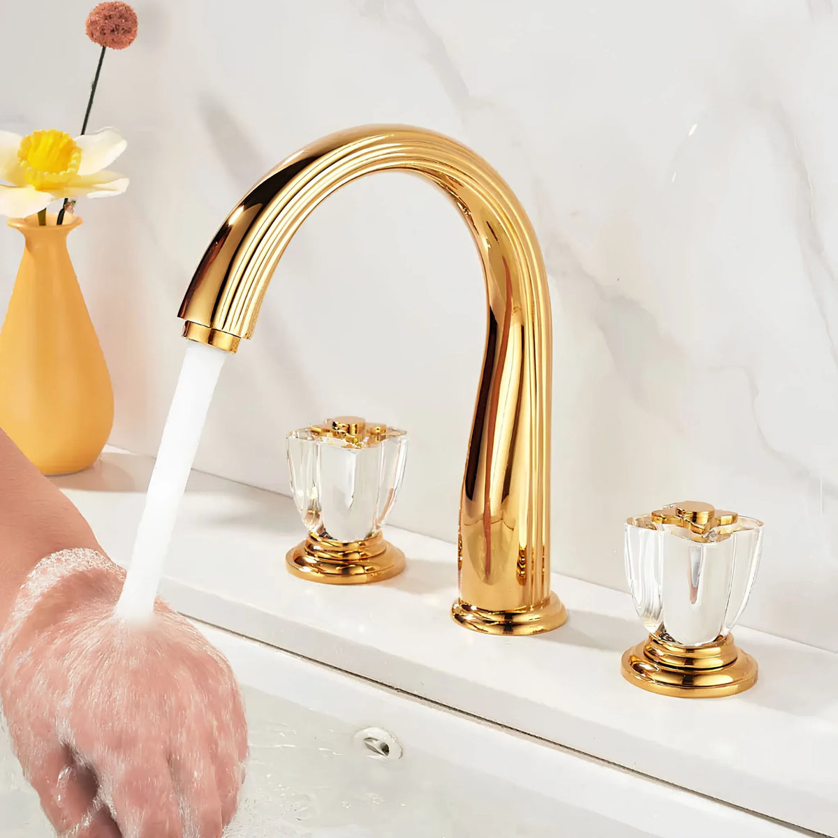 Torneira Para Banheiro Inox Duplo Comando Cristal Cristalle - Homedeccori