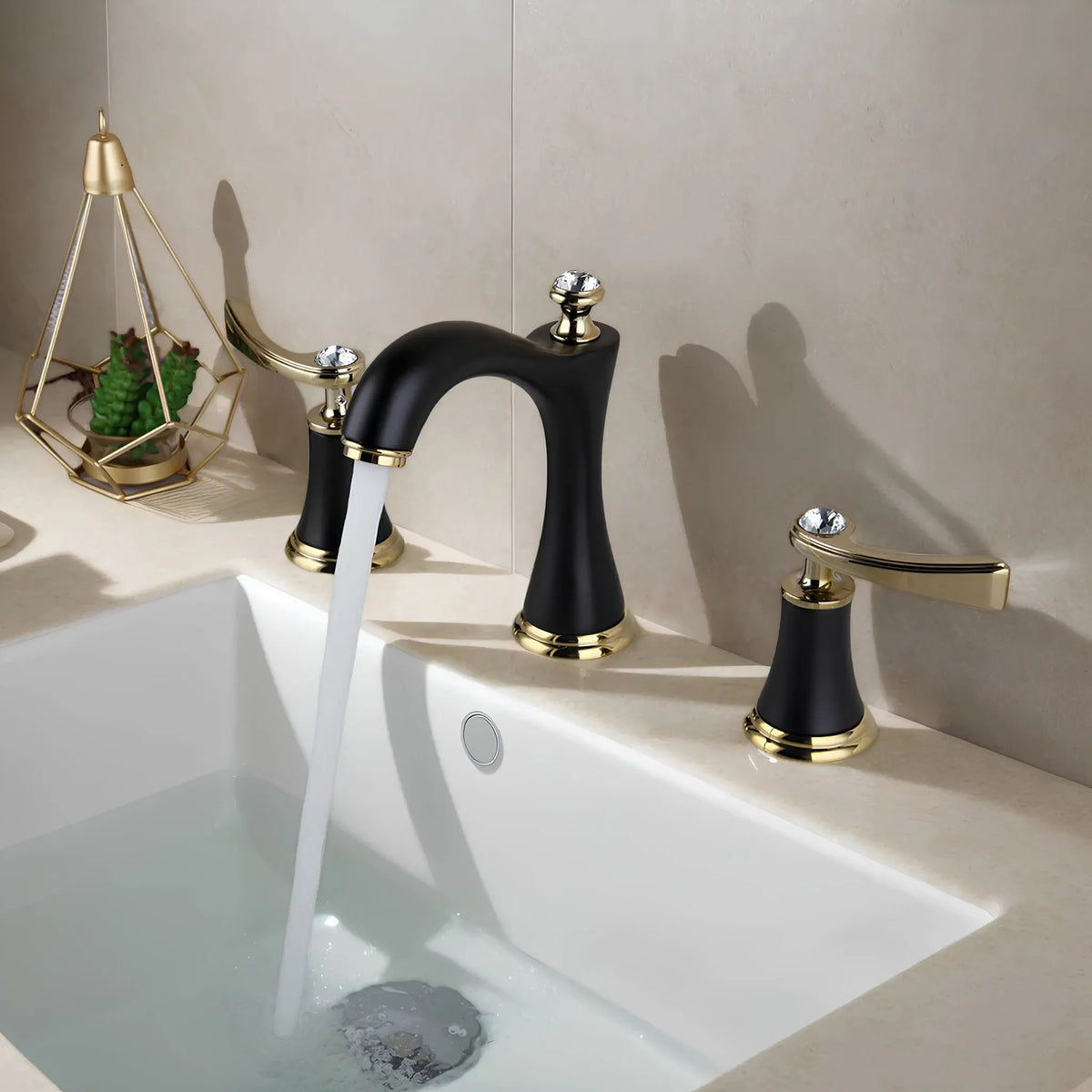 Torneira Para Banheiro Duplocomando Inox Cristal Diamantis - Homedeccori