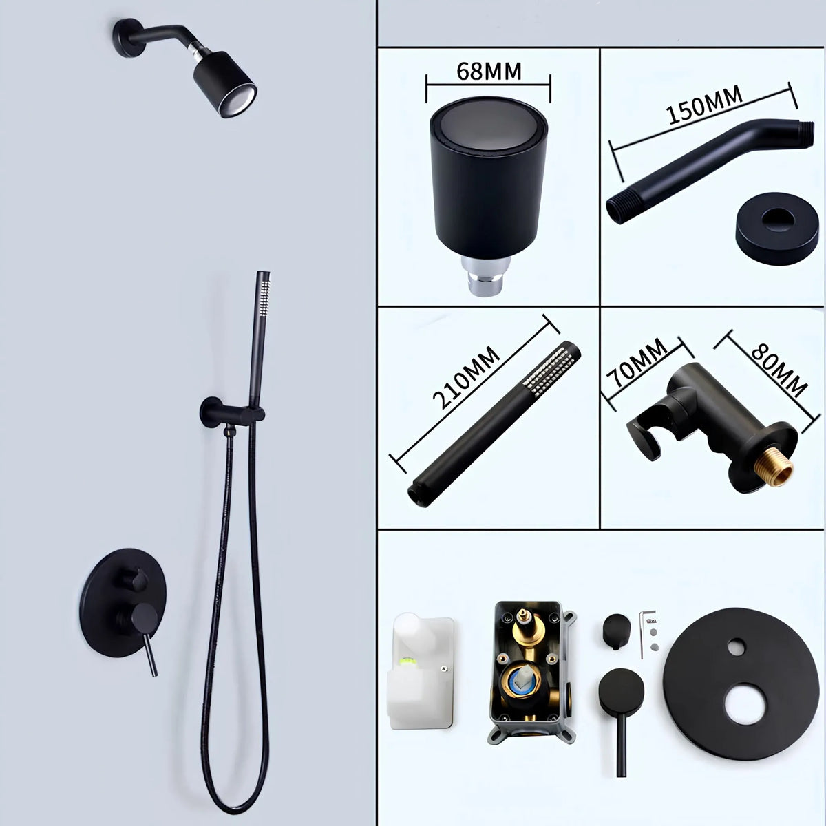 Ducha De Parede Inox Completa À Gás Monocomando Calla - Homedeccori