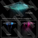 Ducha De Teto Embutir Inox 50x50 LED Bluetooth Cascata Soleil