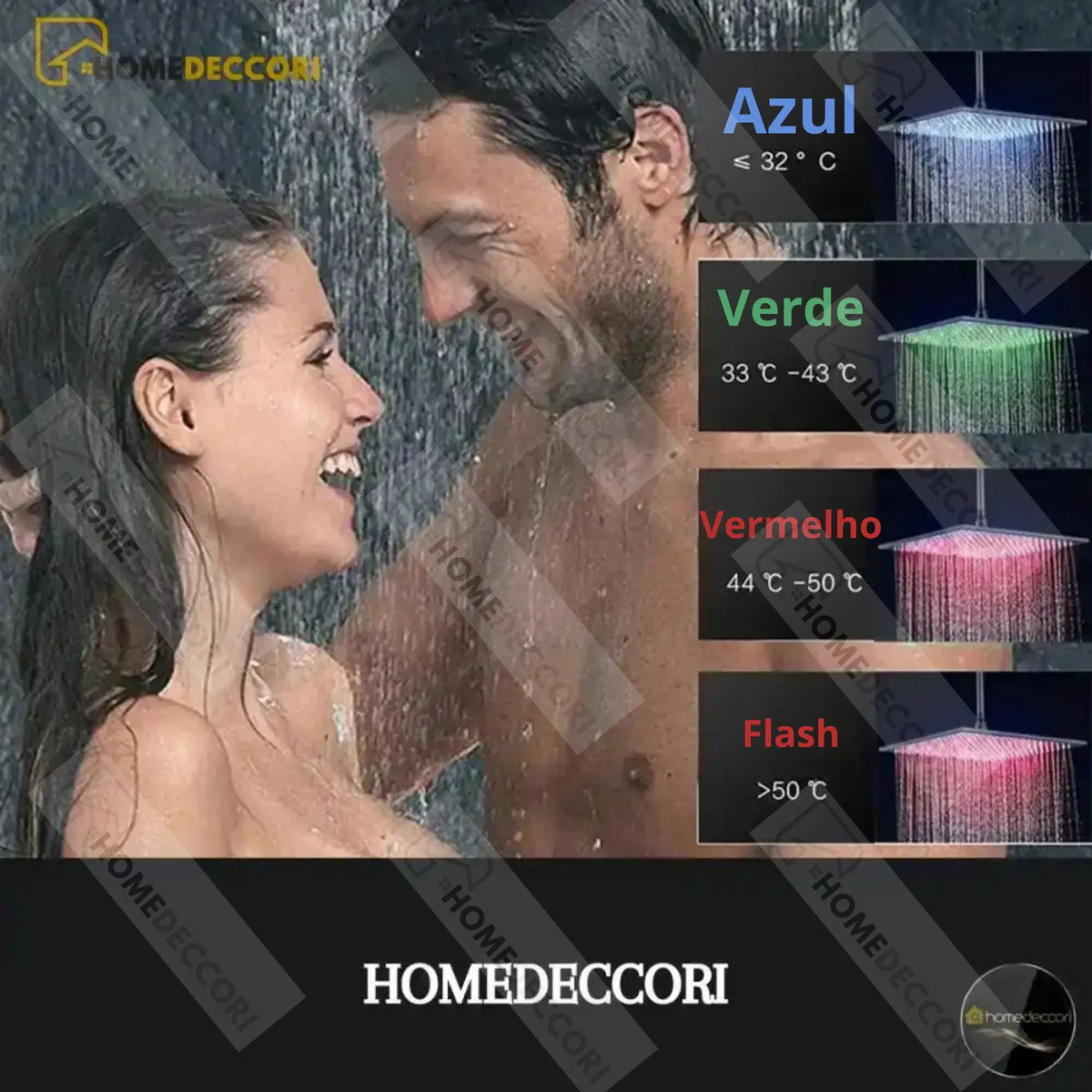 Chuveiro De Teto Inox Quadrado 40cm Led Slim AquaLuxe