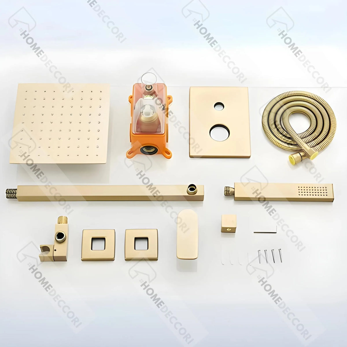 Chuveiro De Teto Quadrado Inox Dourado Escovado Ultraslim