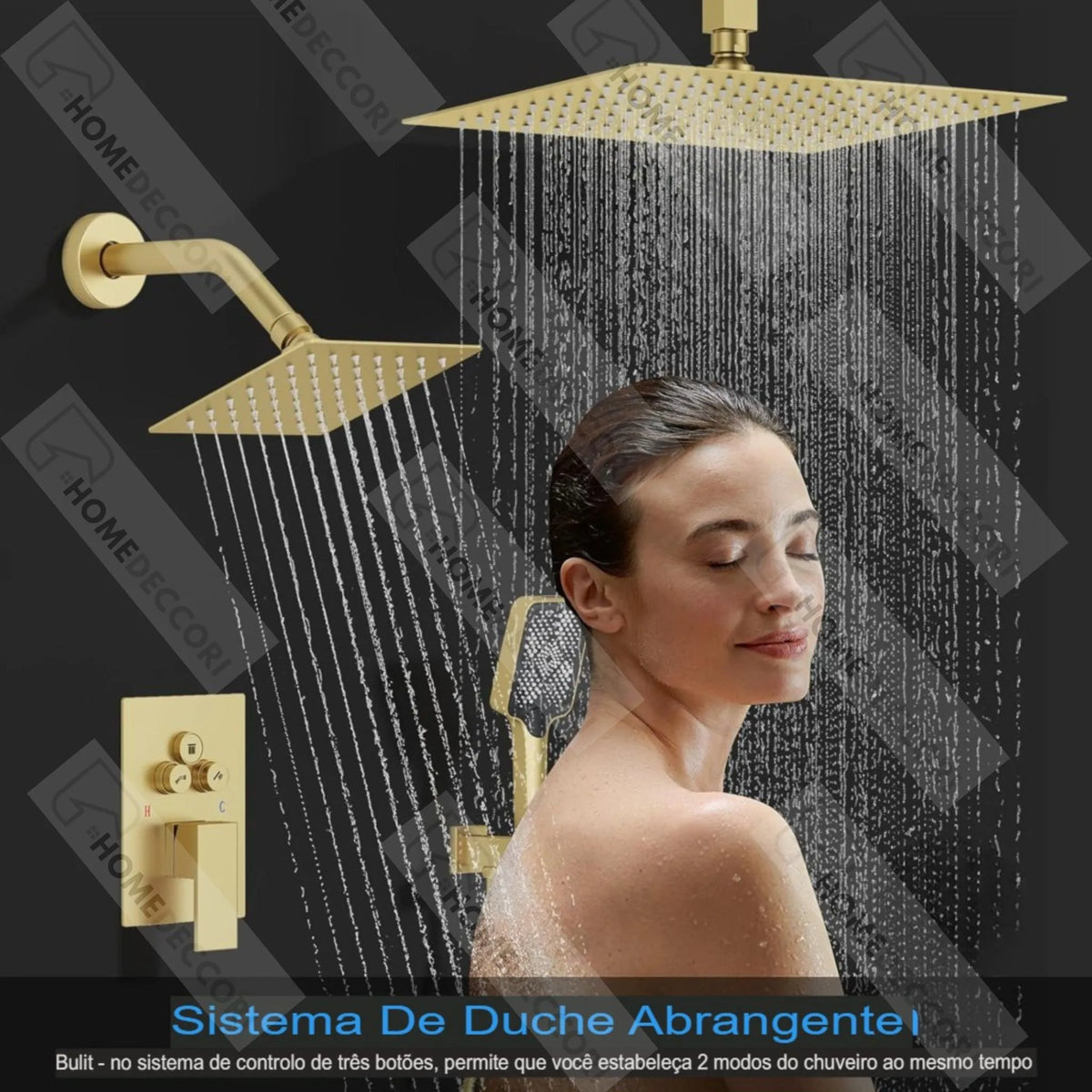 Chuveiro de Teto Spa Dourado Escovado 30cm Bellagio | Importado EUA