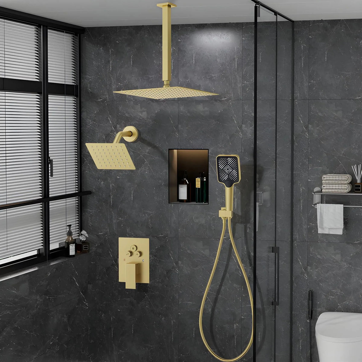 Chuveiro de Teto Spa Dourado Escovado 30cm Bellagio | Importado EUA