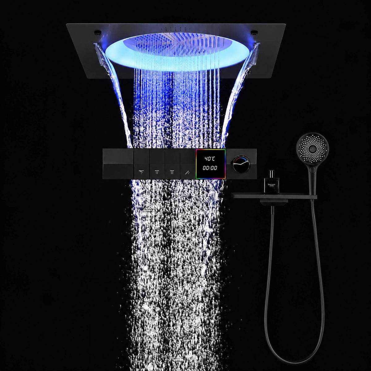Ducha De Teto Embutir Inox 55x55 LED Bluetooth Spa Siena