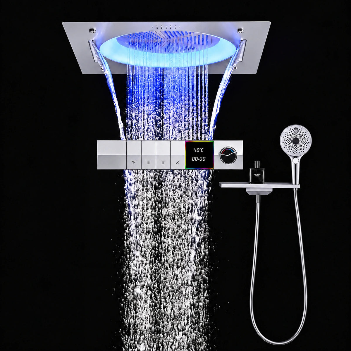 Ducha De Teto Embutir Inox 55x55 LED Bluetooth Spa Siena - Homedeccori