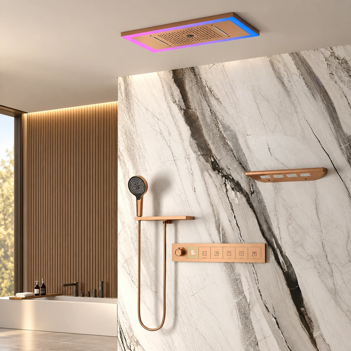 Ducha de Teto Spa Embutir Inox Som Cascata Lumina - Homedeccori