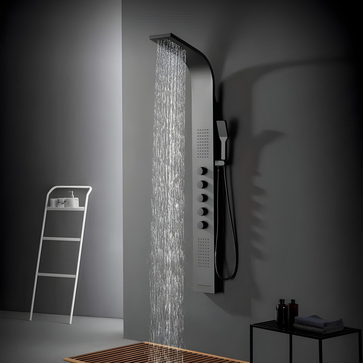 Ducha Vertical Inox Com Hidro Spa 4 Funções Black Sea