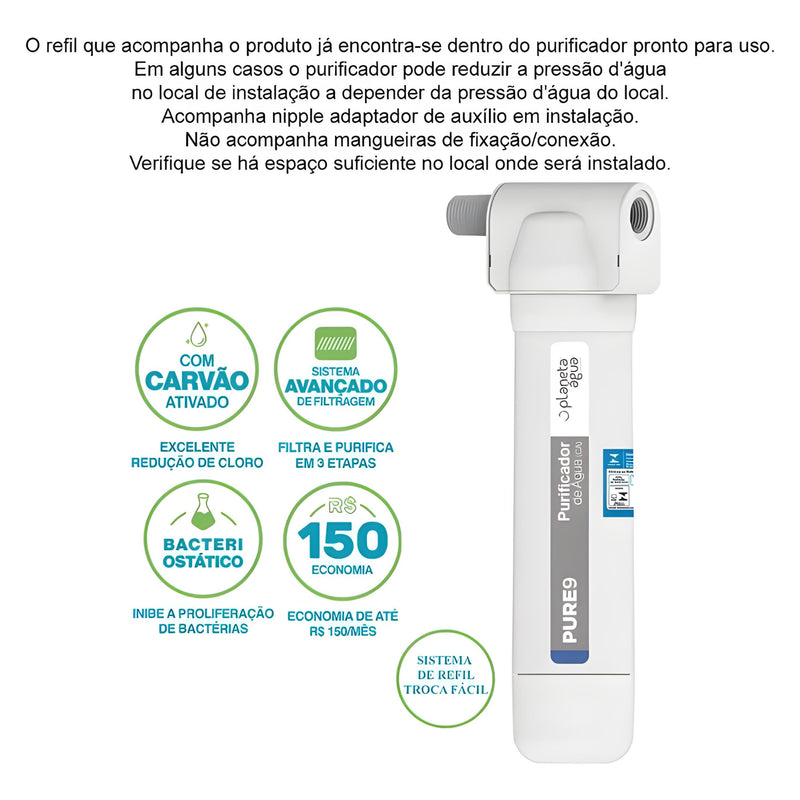 Kit Filtro Completo Purificador De Água Pure9 Para Torneira Branco