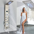 Ducha Vertical Com Hidro Cascata Led Visor Inox Spa SlimFlow